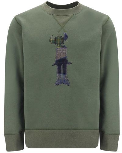 Junya Watanabe Patchwork Detailed Crewneck Sweatshirt - Green