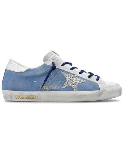 Golden Goose Super-star Glittered Lace-up Trainers - Blue