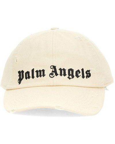 Palm Angels Logo-printed Distressed Baseball Cap - Natural