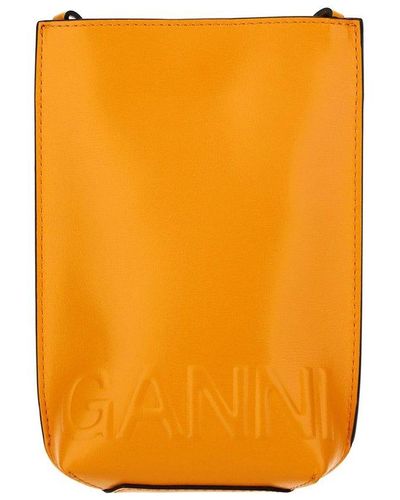 Ganni Logo Embossed Small Crossbody Bag - Orange
