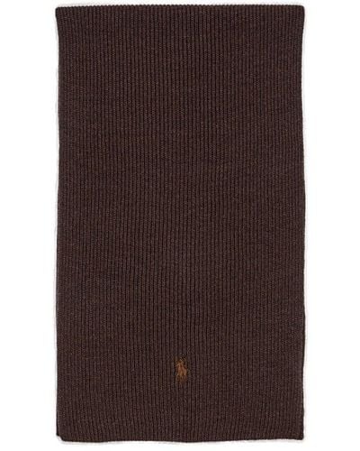 Polo Ralph Lauren Pony Logo Embroidered Knitted Scarf - Brown
