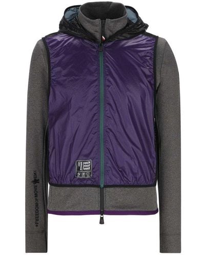 3 MONCLER GRENOBLE Panelled Hooded Cardigan - Purple