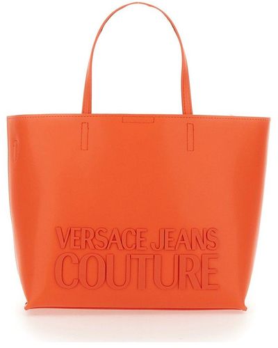 Versace Shopper Bag With Logo - Orange