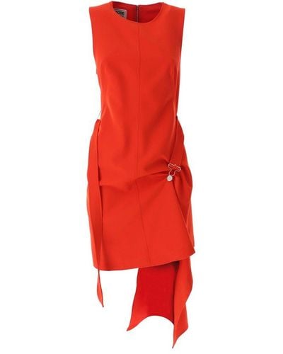 Moschino Jeans Sleeveless Asymmetric Hem Mini Dress - Red