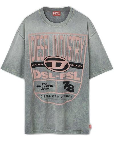 DIESEL Logo Printed Crewneck T-shirt - Grey
