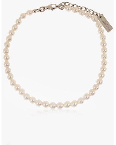 Saint Laurent Bracelet With Glass Pearls - White