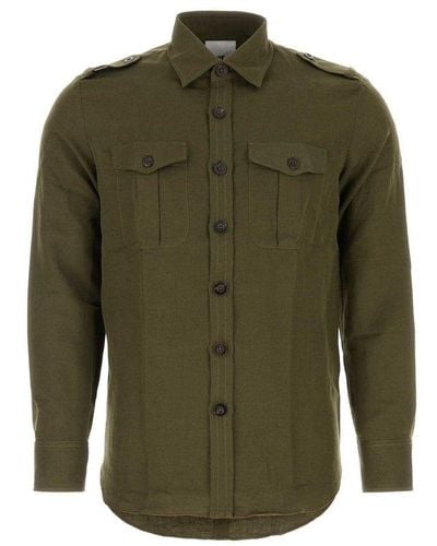 PT Torino Long-sleeved Epaulettes Buttoned Shirt - Green