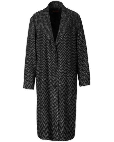 Missoni Zigzag Knitted Coat - Black