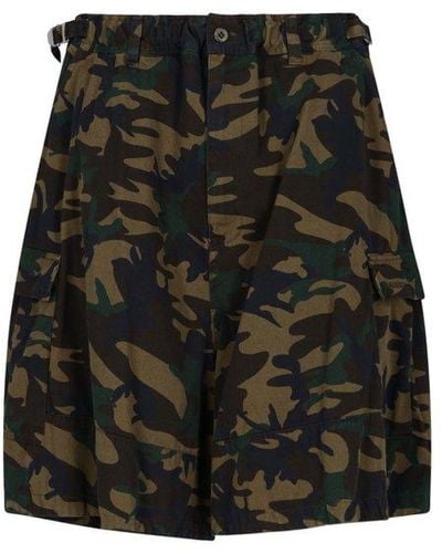 Balenciaga 'kick' Camouflage Cargo Shorts - Green