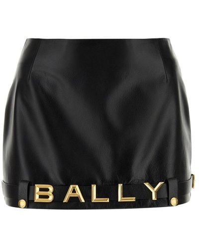 Bally Logo Plaque Straight Hem Mini Skirt - Black