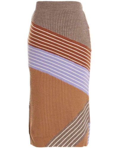 Stella McCartney 3d Striped Knitted Midi Skirt - Multicolour