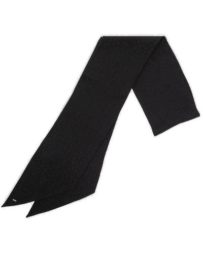 Saint Laurent Lavallière Logo Plaque Tie - Black