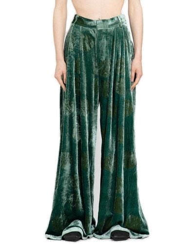 Uma Wang Graphic-printed Pleated Wide-leg Trousers - Green