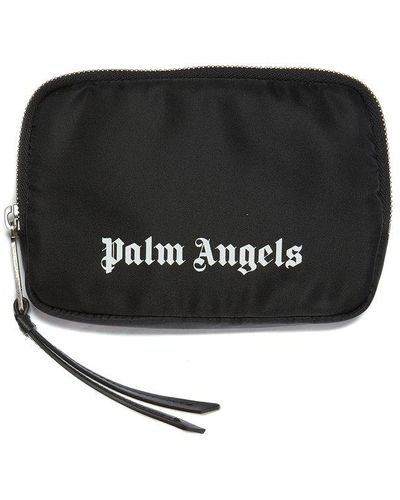 Palm Angels Logo Printed Zipped Belt Bag - Black