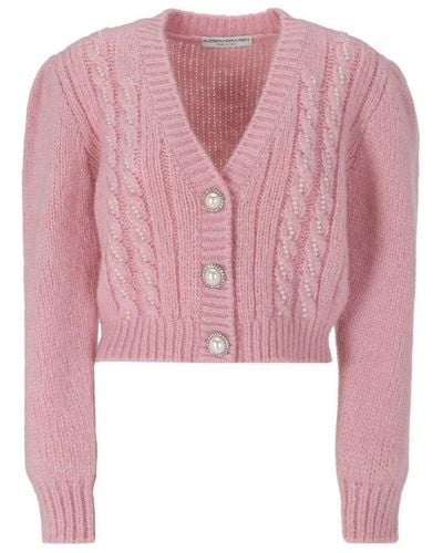Alessandra Rich Embellished Cropped Cardigan - Pink