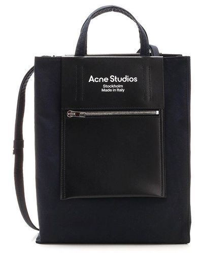 Acne Studios Papery Logo Printed Tote Bag - Black