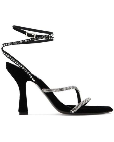 3Juin Embellished Velvet Sandals - Black