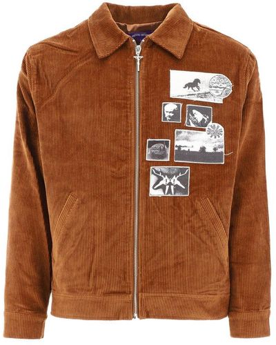 Fucking Awesome Graphic-patch Corduroy Jacket - Brown