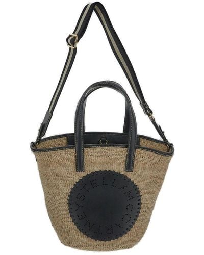 Stella McCartney Logo Raffia Basket Bag - Black