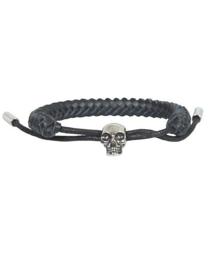 Alexander McQueen Woven Skull Charm Bracelet - Black