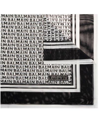 Balmain Scarf With Monogram, - Black