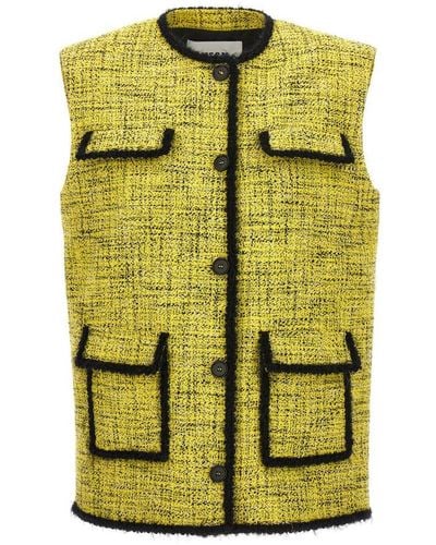 MSGM Single-breasted Tweed Vest - Yellow