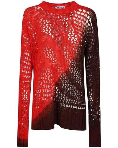 The Attico Drop Shoulder Open Knit Sweater - Red