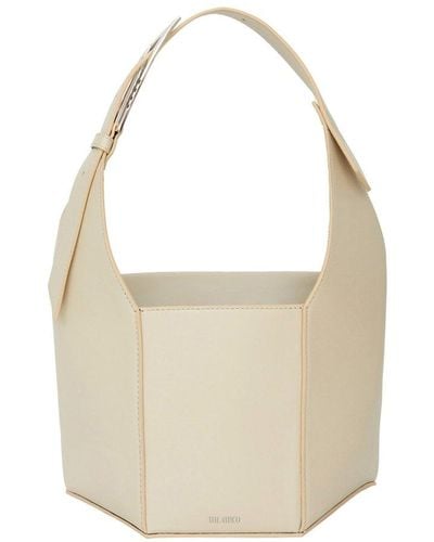 The Attico Panelled Logo Stamp Tote Bag - Natural