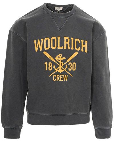 Woolrich Logo Printed Crewneck Sweatshirt - Grey