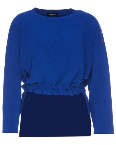 Dondup Long-sleeved Drawstring-waist Crewneck Sweater - Blue