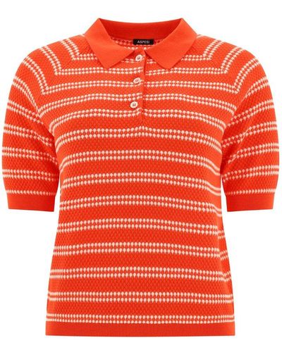 Aspesi Striped Polo Shirt - Orange