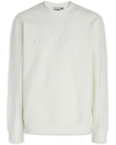 Carhartt Logo Embroidered Crewneck Sweatshirt - White