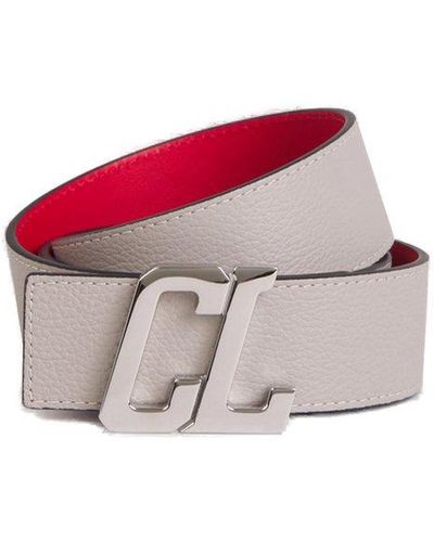 Christian Louboutin Cl Plaque Belt - Grey