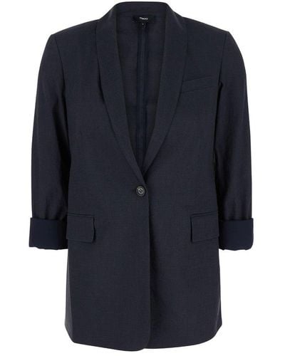 Theory Rolled Single-breasted Blazer - Blue