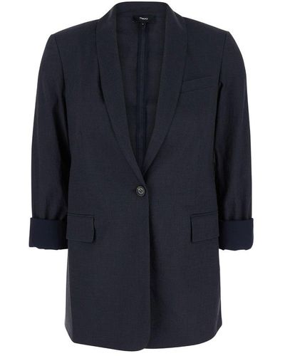 Theory Rolled Sleeved Blazer - Blue