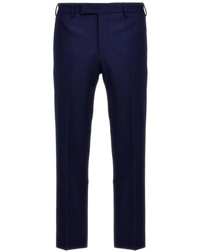 PT Torino Straight-leg Cropped Tailored Trousers - Blue