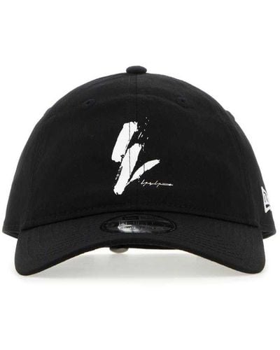 Yohji Yamamoto Logo Printed Curved Peak Cap - Black