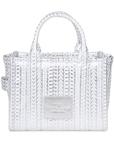 Marc Jacobs The Small Tote In Monogram Laminated Leather - White