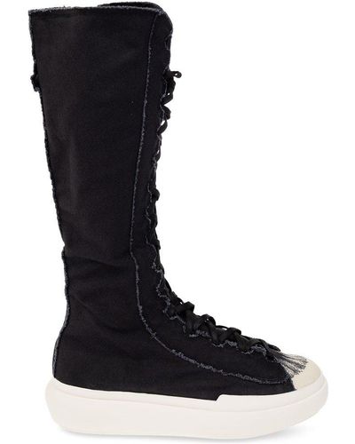Y-3 Nizza Distressed Lace-up Boots - Black