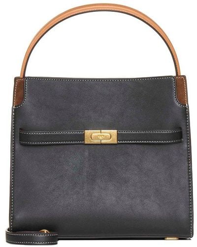 Tory Burch Double Lee Radziwill Leather Bag - Black