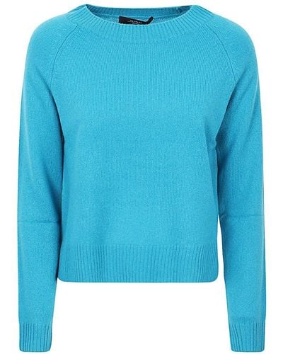 Weekend by Maxmara Relaxed Fit Crewneck Sweater - Blue