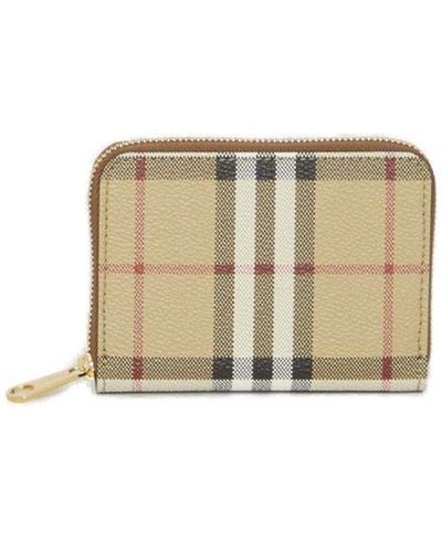 Burberry Vintage Check Zipped Wallet - Natural
