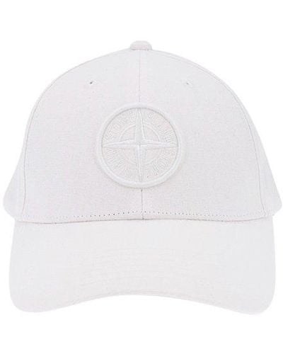 Stone Island Compass-motif Clasp-fastening Cotton Baseball Cap - White