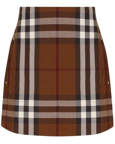Burberry Check Jacquard Mini Skirt - Brown