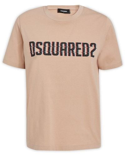 DSquared² Logo Printed Crewneck T-shirt - Natural