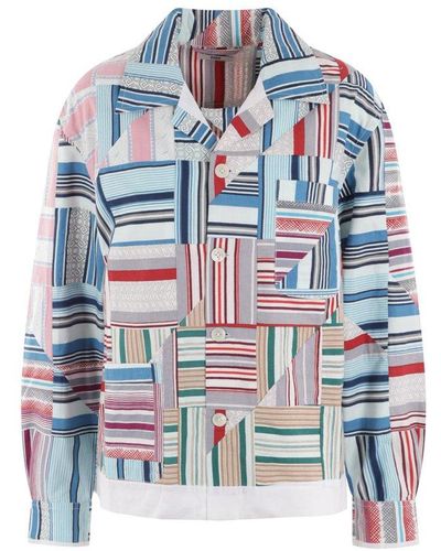 Bode Patchwork Long-sleeved Buttoned Oxford Shirt - Multicolour