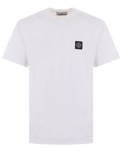 Stone Island Logo Patch Crewneck T-shirt - White