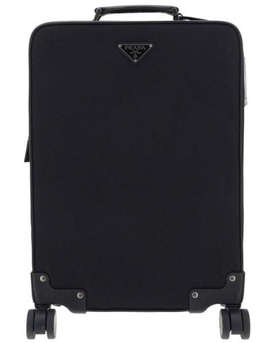 Prada Logo Plaque 4-wheels Luggage - Black