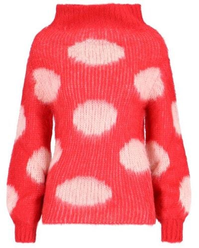 Marni Polka Dot Patterned Knitted Jumper - Red
