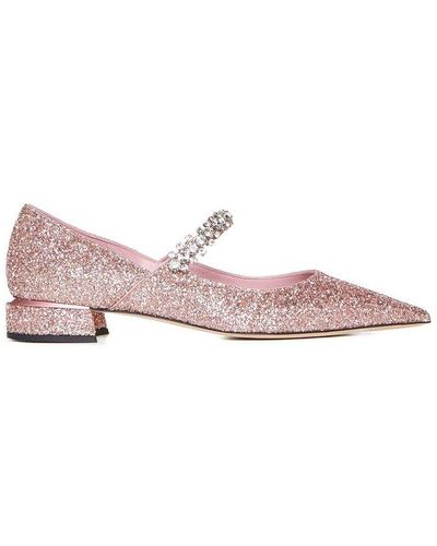 Jimmy Choo Bing Glittery Flat Shoes - Pink